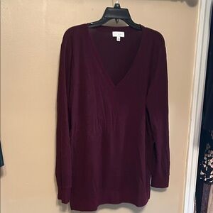 Lucky Brand Burgundy V-Neck Sweater